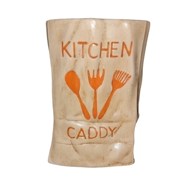 Brown Bag Kitchen Caddy Pottery Kitchenware Utensil Holder kitchen caddy - Picture 1 of 8